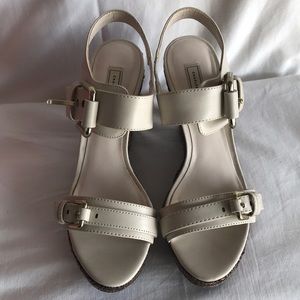 Charles & Keith beige leather sandals Sz 36US 6
